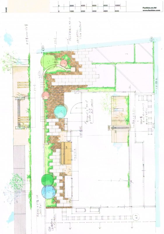 No.1038：道路から目隠し　玄関とお庭