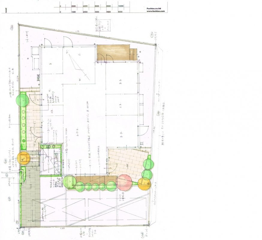 No.1060：サイクルポート付き外構　ウッドデッキ