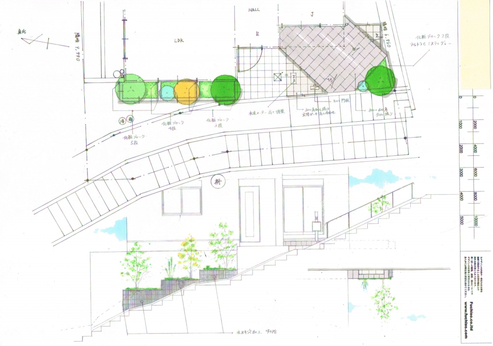 No.1068：長い階段に隣接したお庭