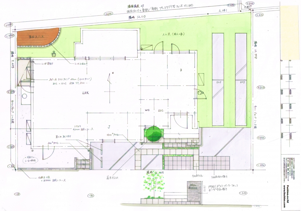 No.1078：道路側: タイルメインのアプローチ