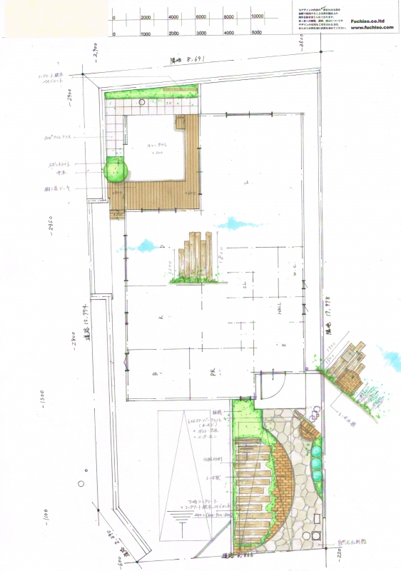 No.1084：小庭を兼ねた枕木のある駐車スペース