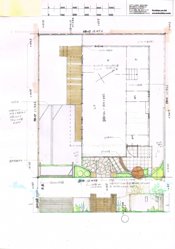 No.1087：ボーダータイル門柱 重厚感あるクローズド外構