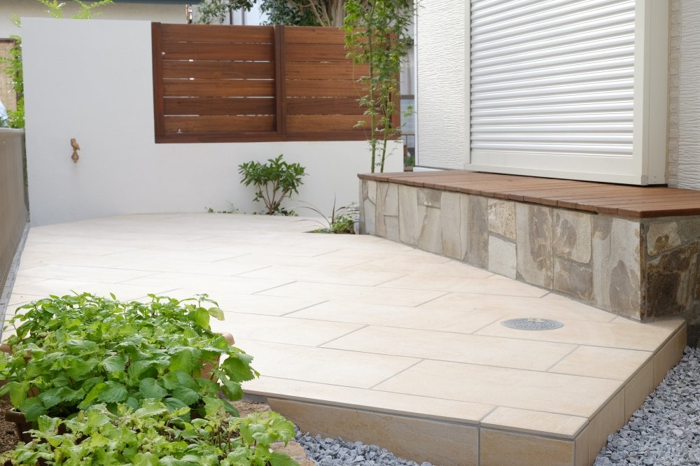 Softly-Colored Tile Terrace Before and After