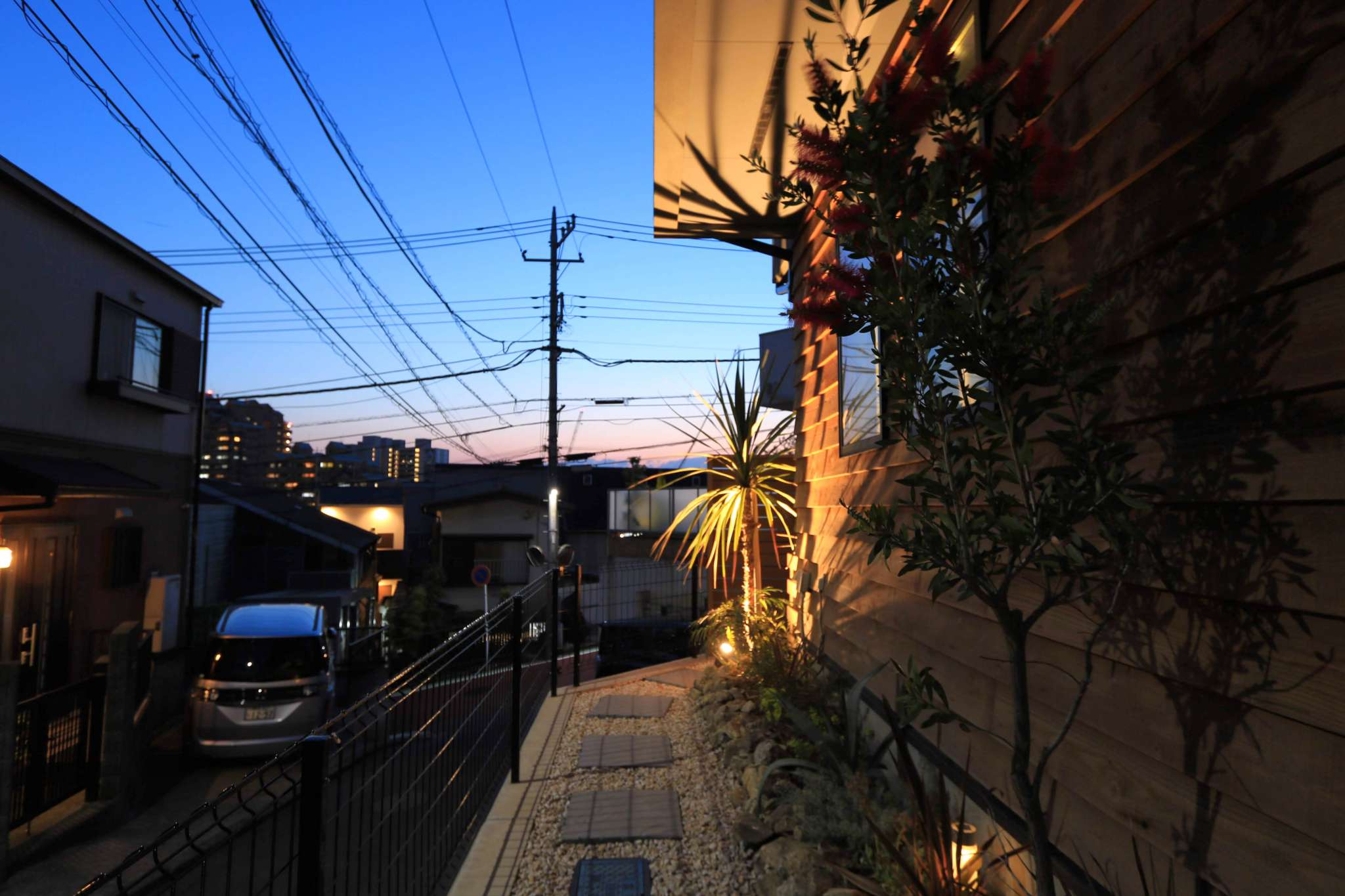 夕方のライトアップ