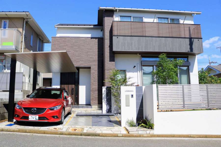 カーポートSC,アプローチ、門柱、カーポート、ファサード